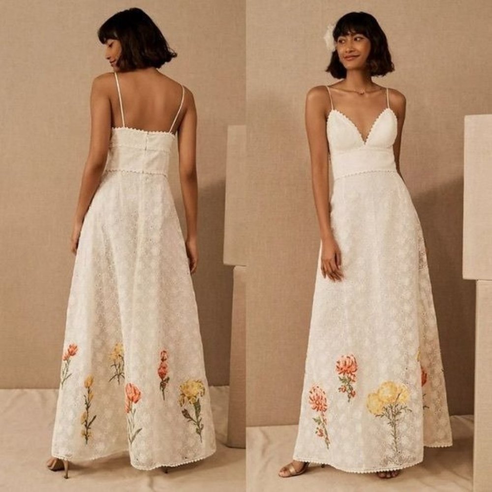 BHLDN Payal Jain Mirka Dress Ivory Embroidered Lace Maxi Bridal Gown
